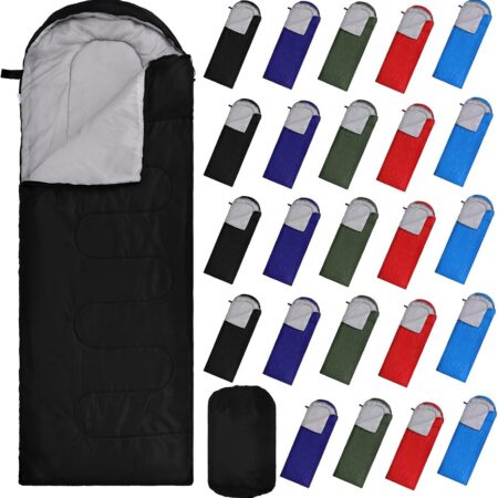 24 Pcs Sleeping Bags for Adults Bulk Lightweight Waterproof Backpacking Camping Sleeping Bag with Compression Sack, Portable Compact for Hunting Hiking Outdoor Camping Essential