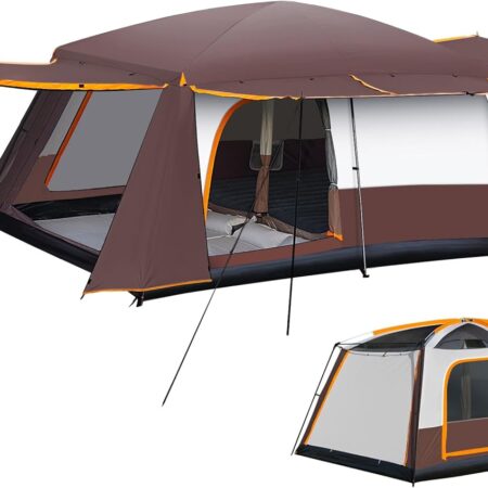 Camping Tent 4-6 Person, Double Layer, Multi-Room Family Cabin Tents with 3 Doors, Mesh Windows, Rainfly & Windproof, Large Waterpoof Tents for Outdoor Camping Hiking Picnic Gathering