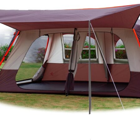 Extra Large Tent 12 Person(A),Awning Family Cabin Tents,2 Rooms,3 Doors and 3 Windows with Mesh,Straight Wall,Waterproof,Double Layer,Big Tent for Outdoor,Picnic,Camping,Family Gathering。